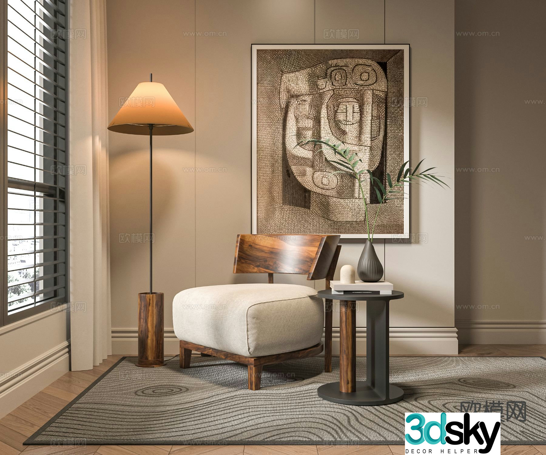 Medieval style chair leisure chair 3d model