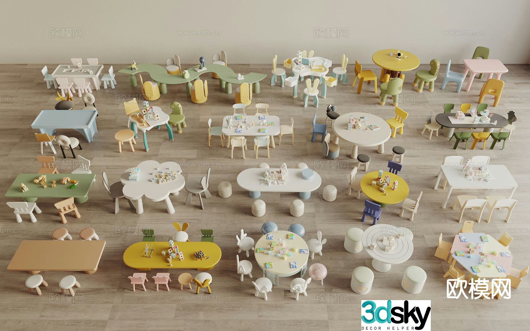 Modern children’s table and chair game table and chair 3d model