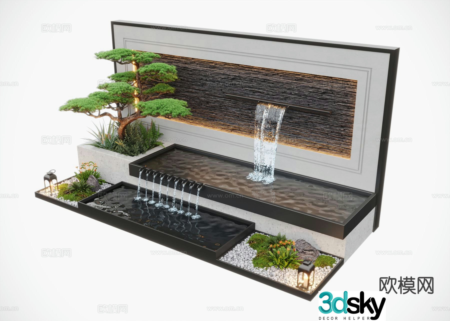 water feature wall landscape wall water feature fountain 3d model