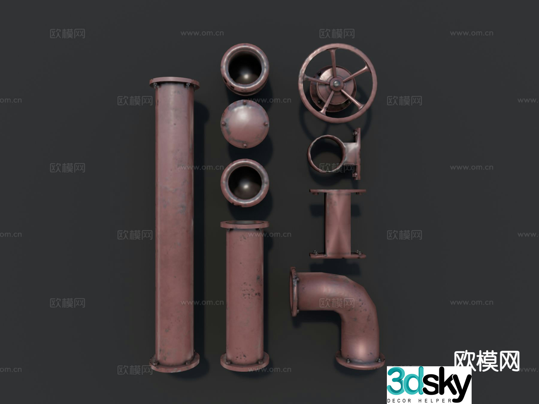Industrial wind equipment, industrial equipment, iron pipe, water pipe 3D model