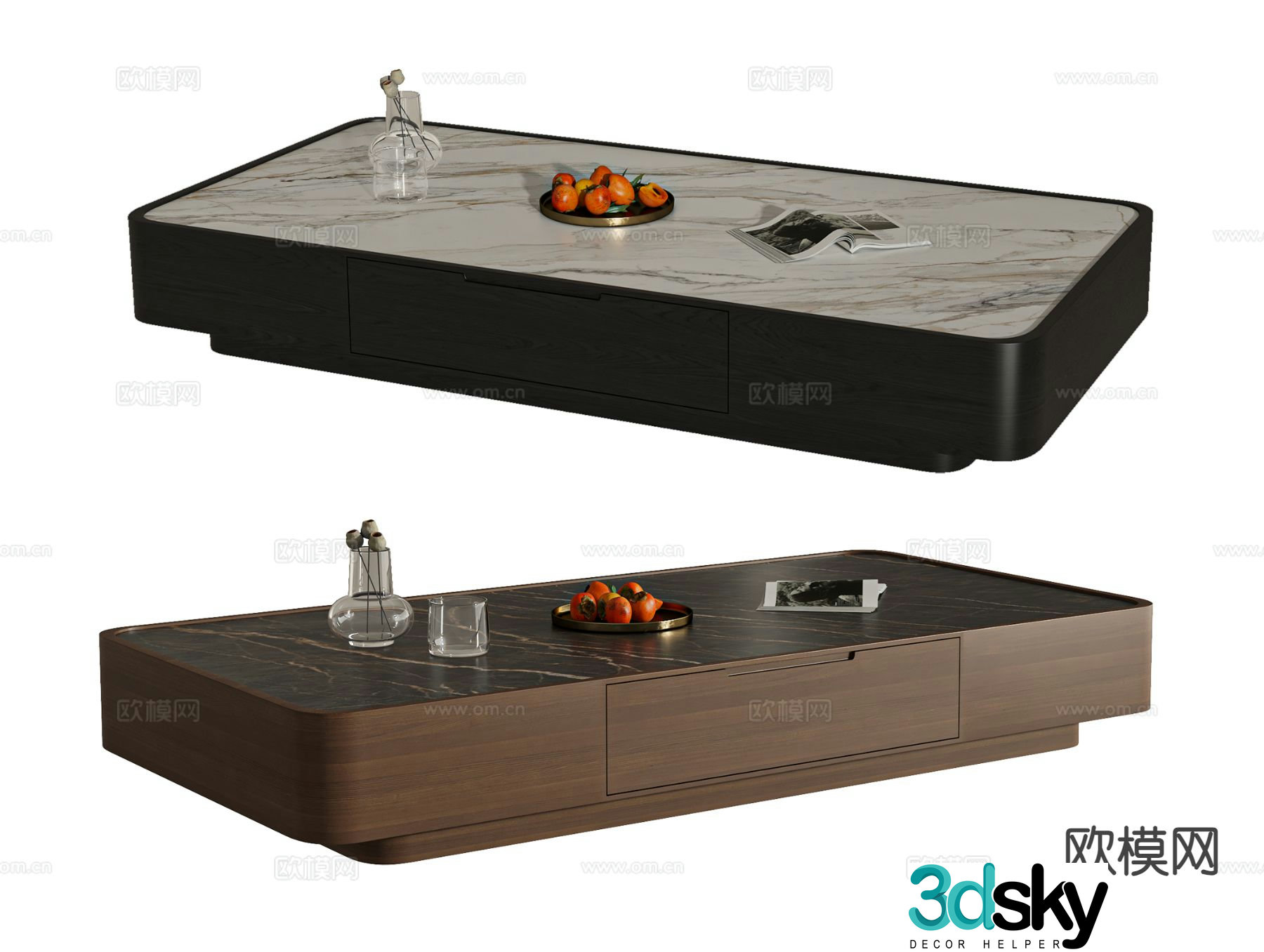 Modern coffee table square table 3d model