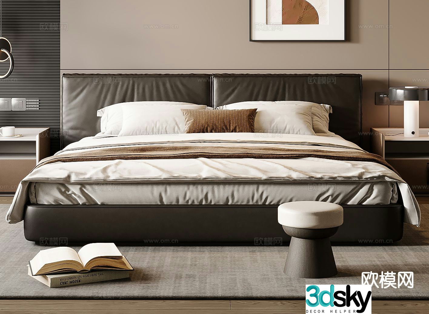 Italian double bed 3d model
