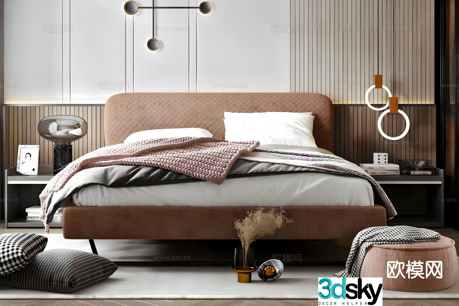 Modern double bed 3d model