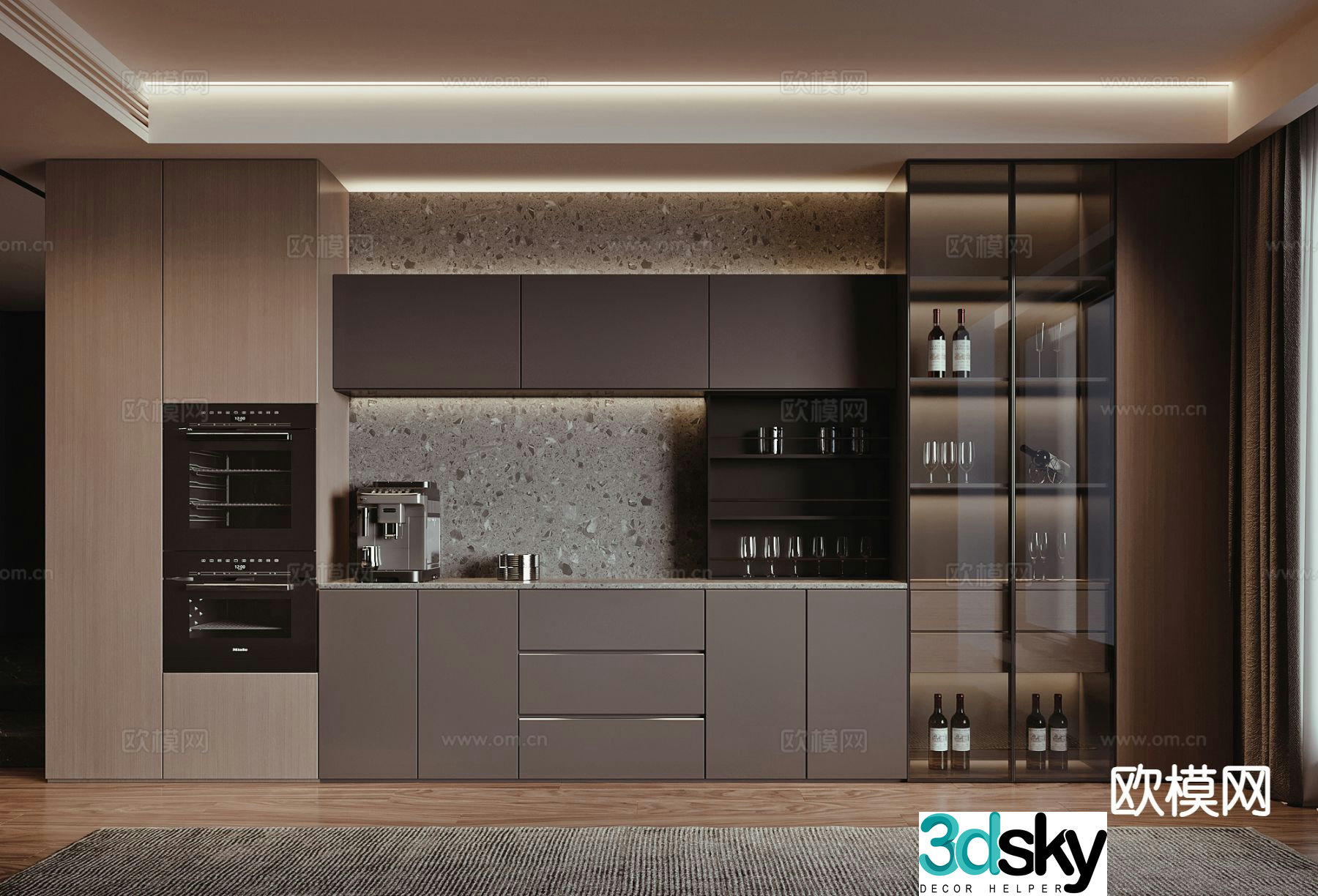 Modern sideboard western kitchen 3d model