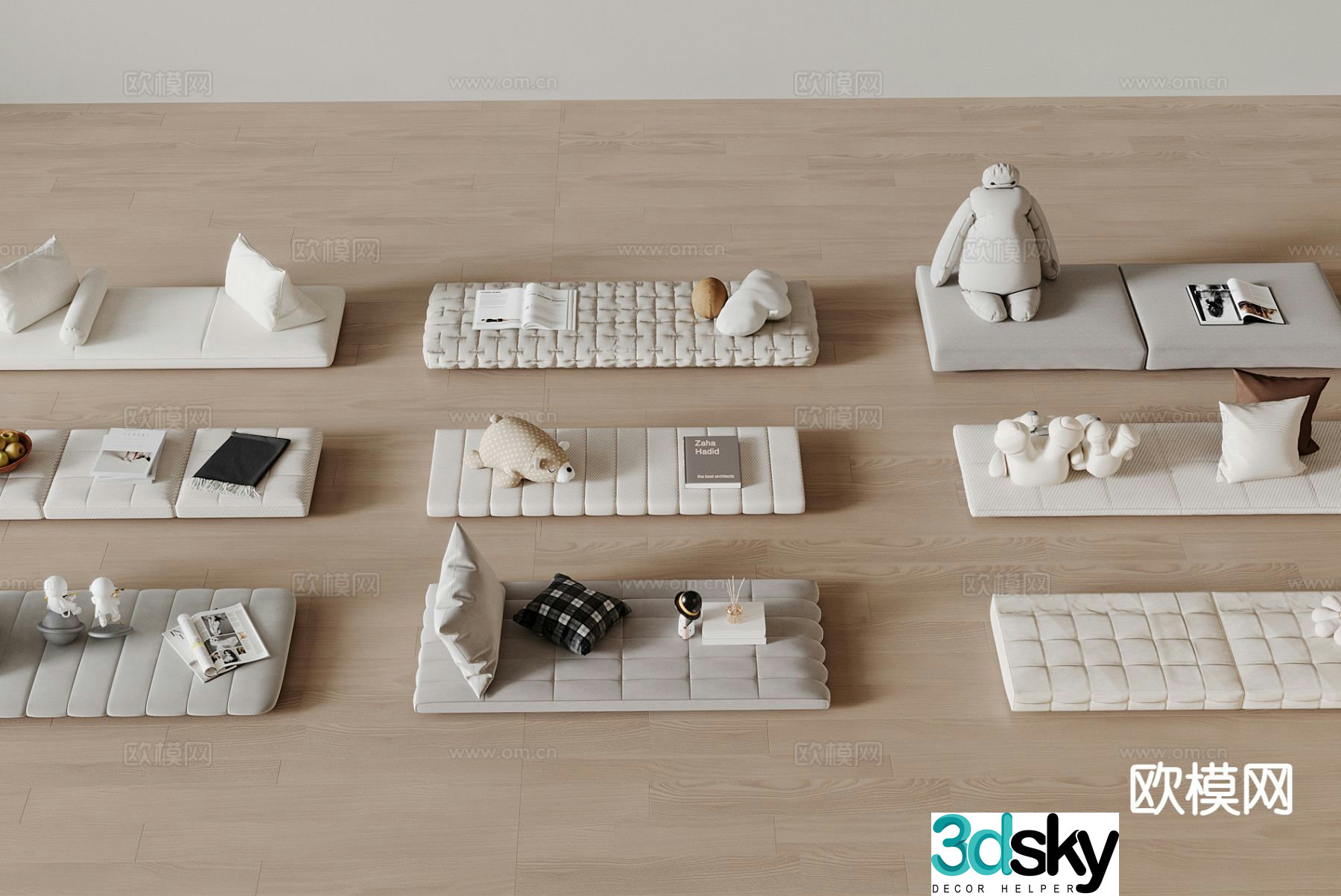 Seat cushion bay window cushion sofa cushion 3D model