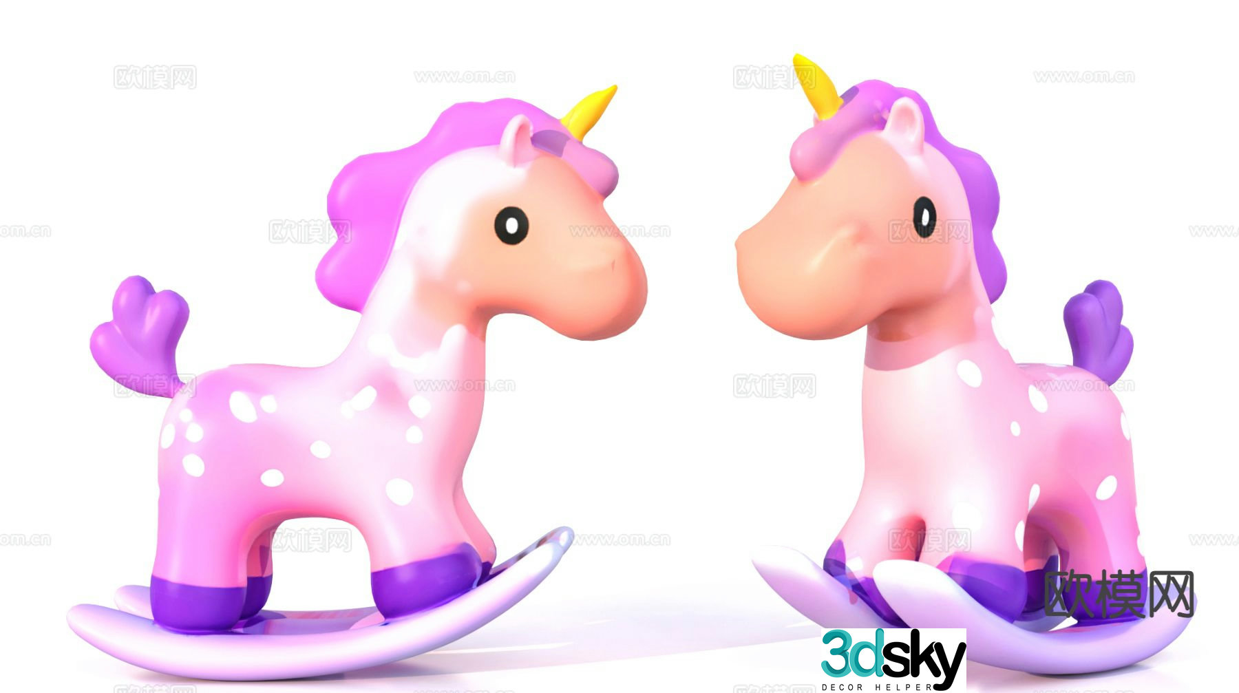 Fantasy pony rocking chair 3d model