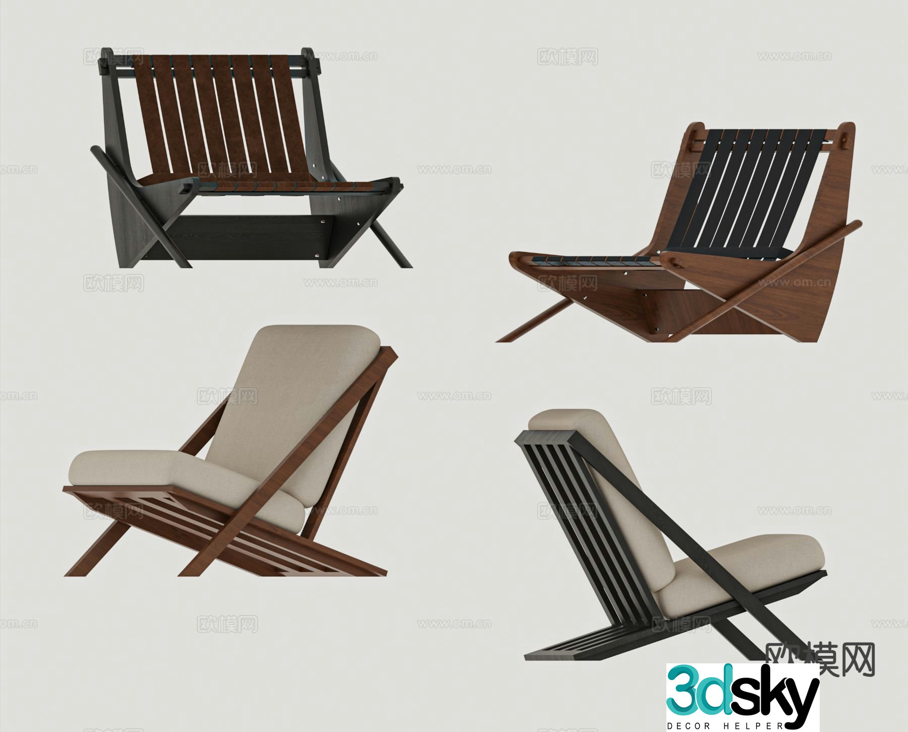 Medieval style chair leisure chair 3d model
