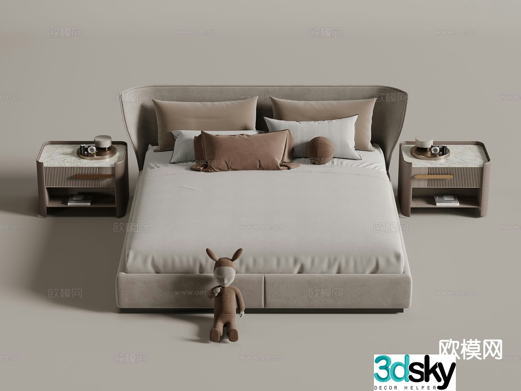 Italian double bed 3d model