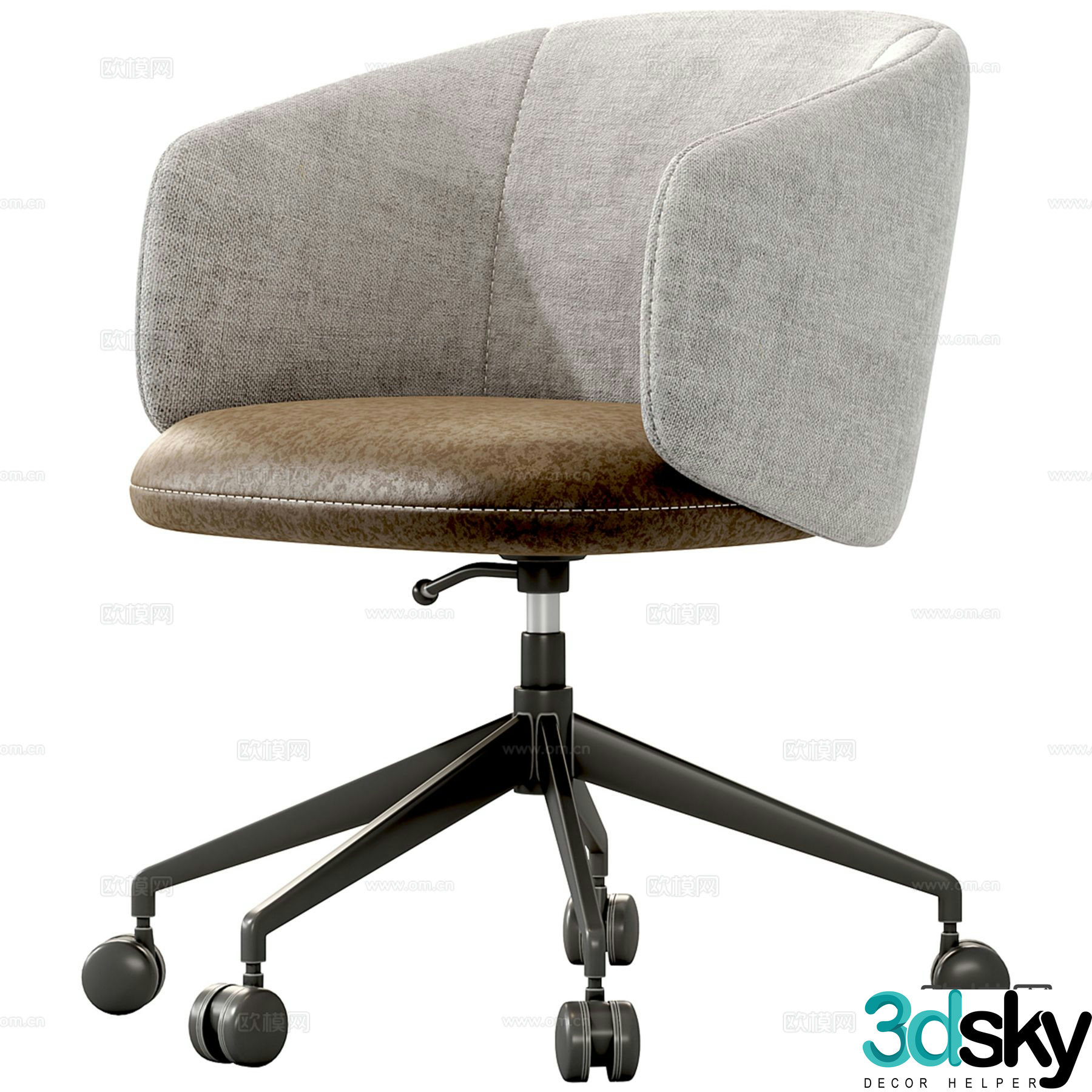 Crescent swivel chair office chair class chair 3d model