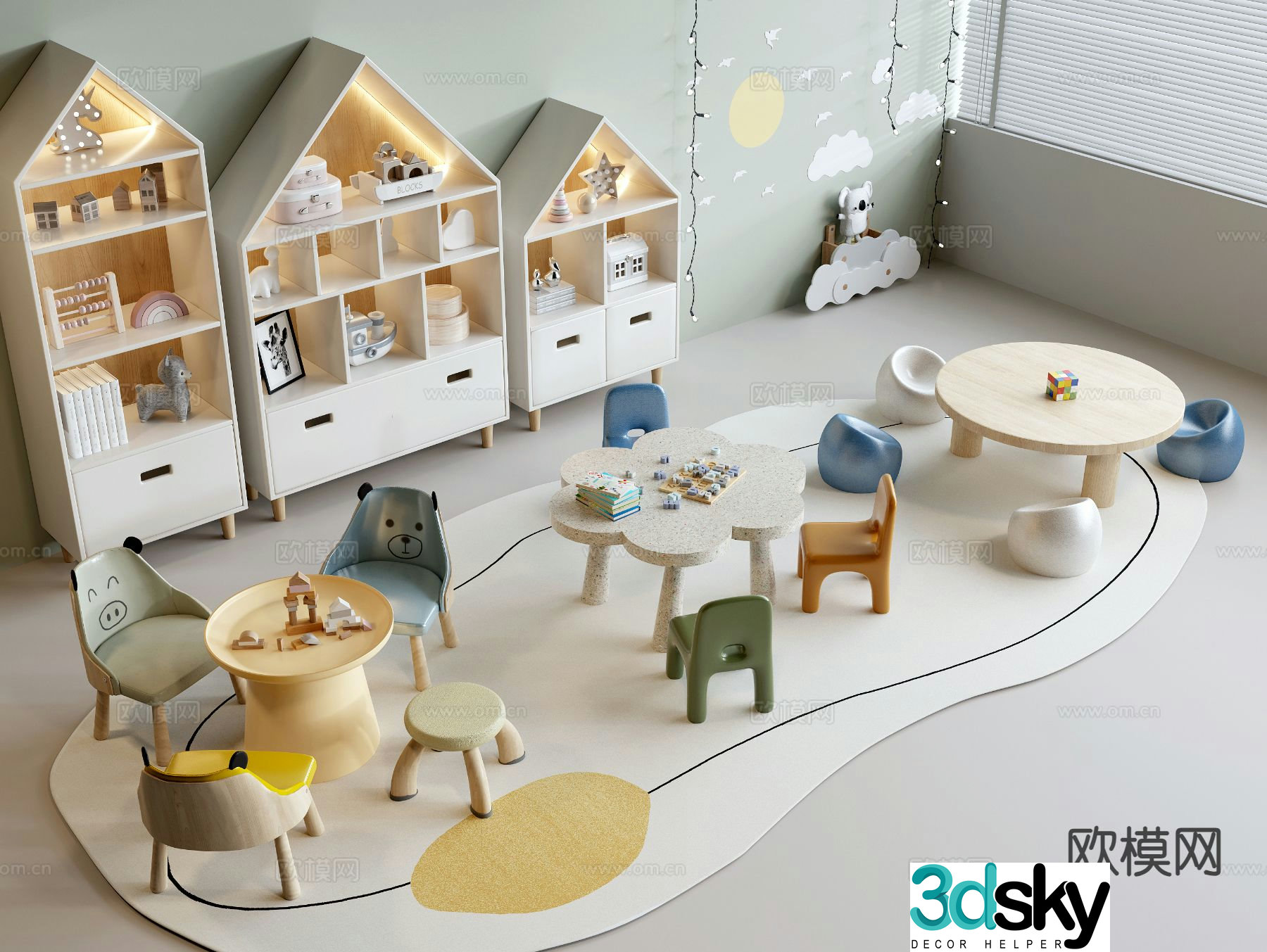 Children’s leisure tables and chairs toy tables and chairs 3D model