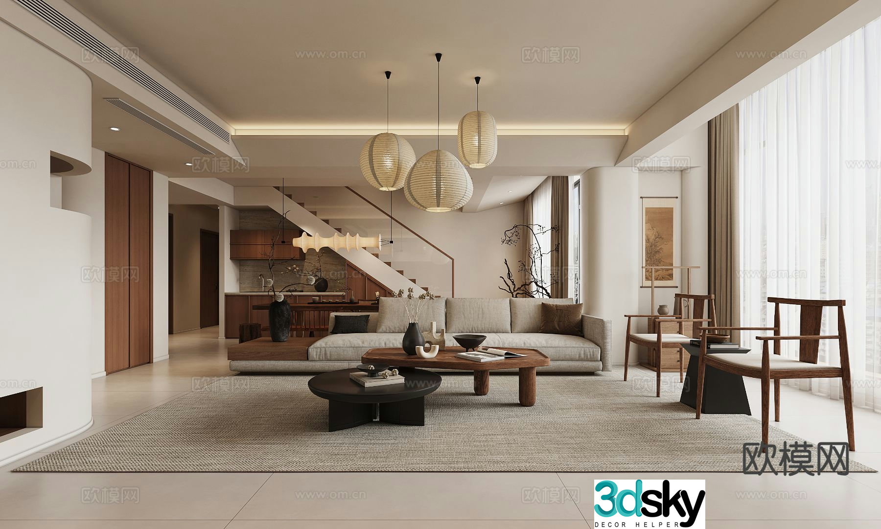 3D model of medieval style living room restaurant