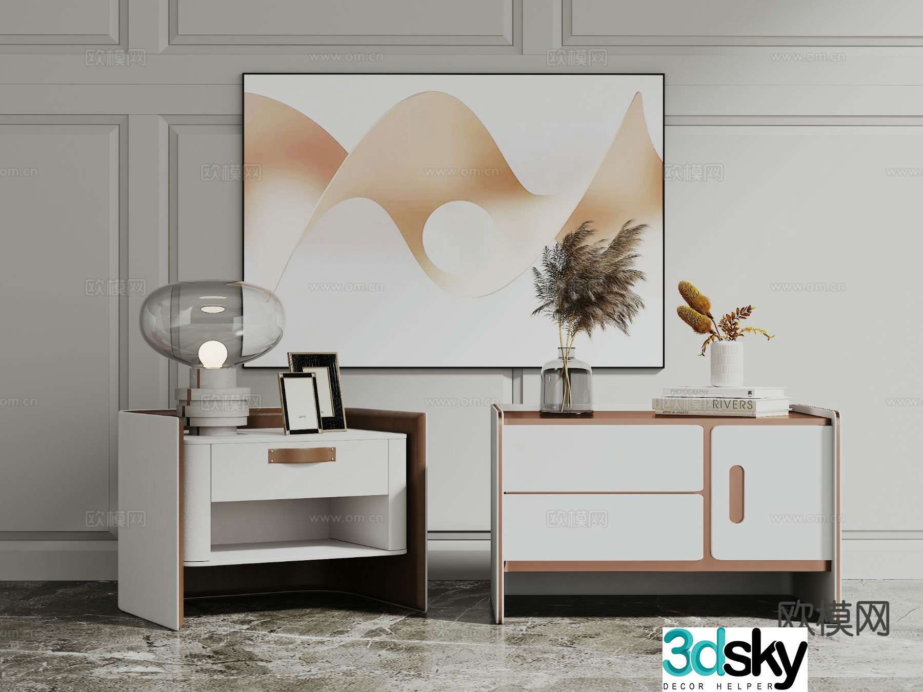 Modern bedside table 3d model
