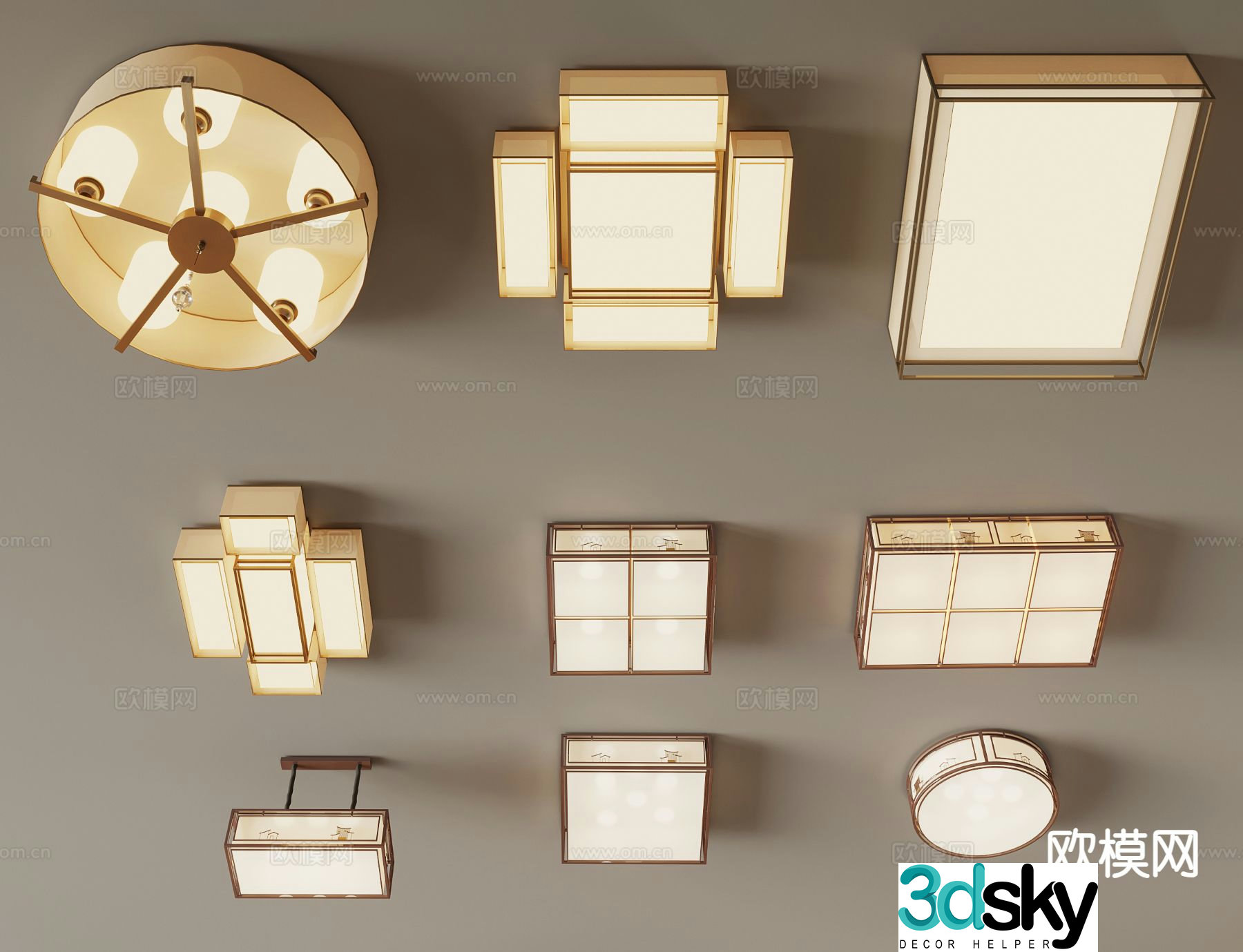 New Chinese style ceiling lamp living room lamp 3d model