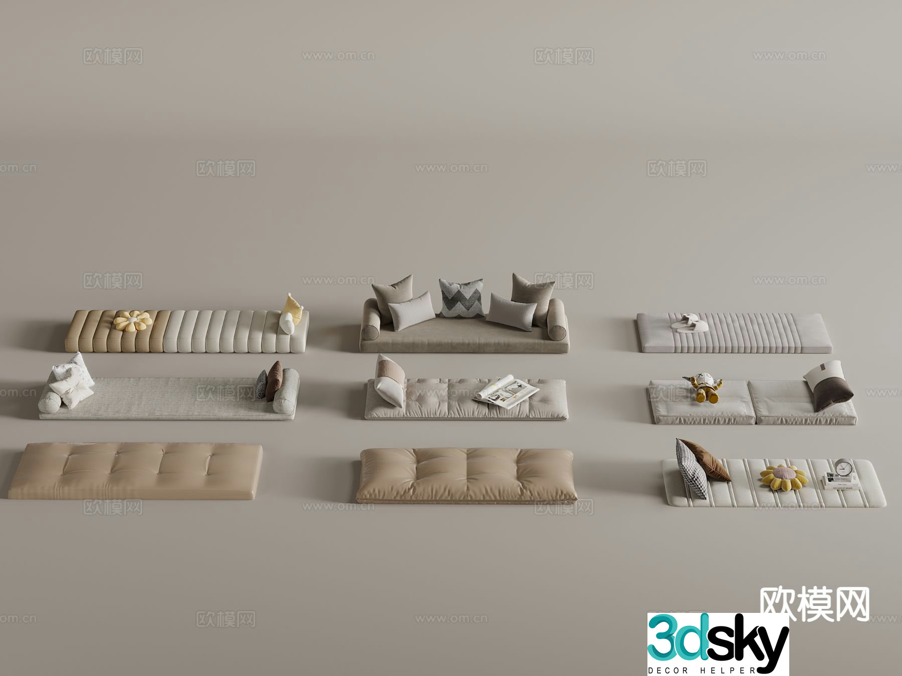 Seat cushion bay window cushion sofa cushion 3D model