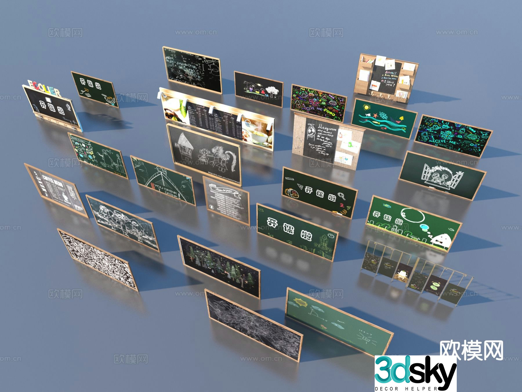 Blackboard billboard shop sign 3d model