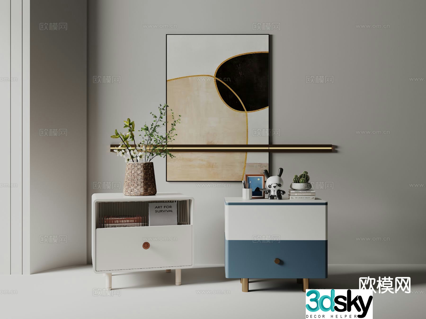 Nordic bedside table 3d model