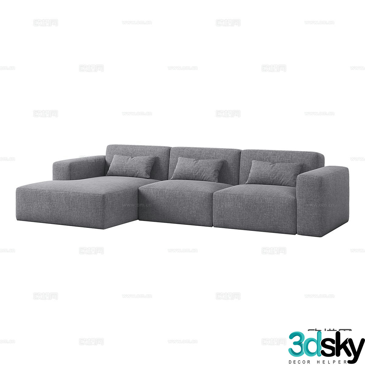 Modern three-seat sofa 3d model