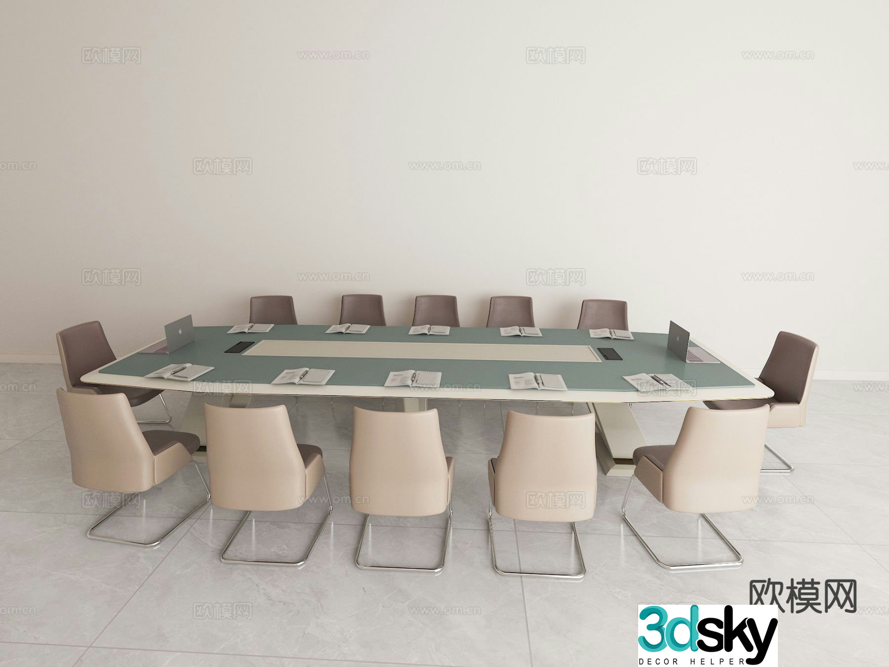 Modern conference table and chairs 3d model