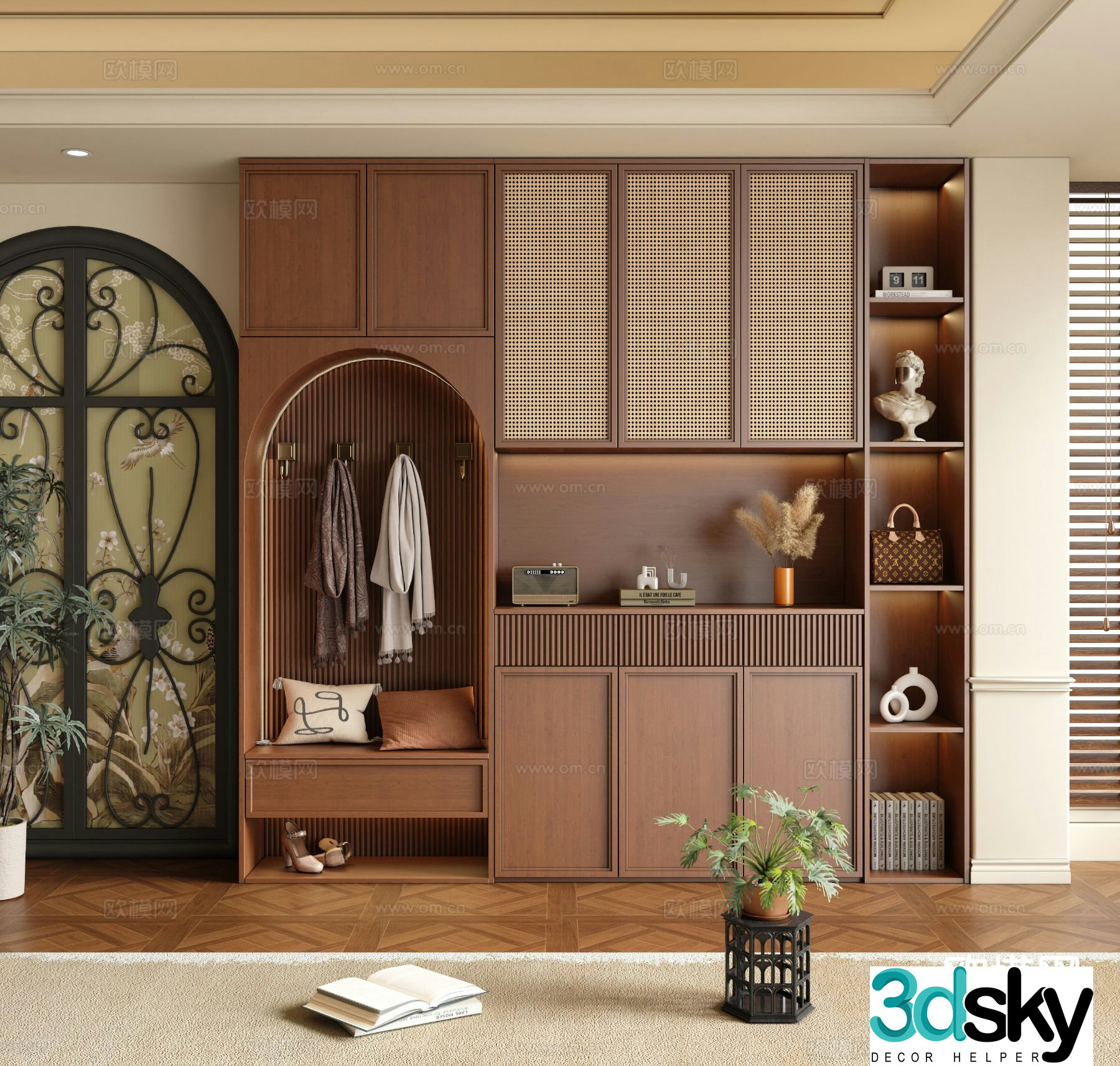 Medieval style home shoe cabinet 3D model