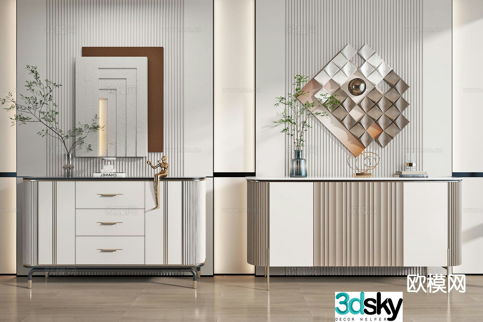 Modern side cabinet entrance cabinet 3d model