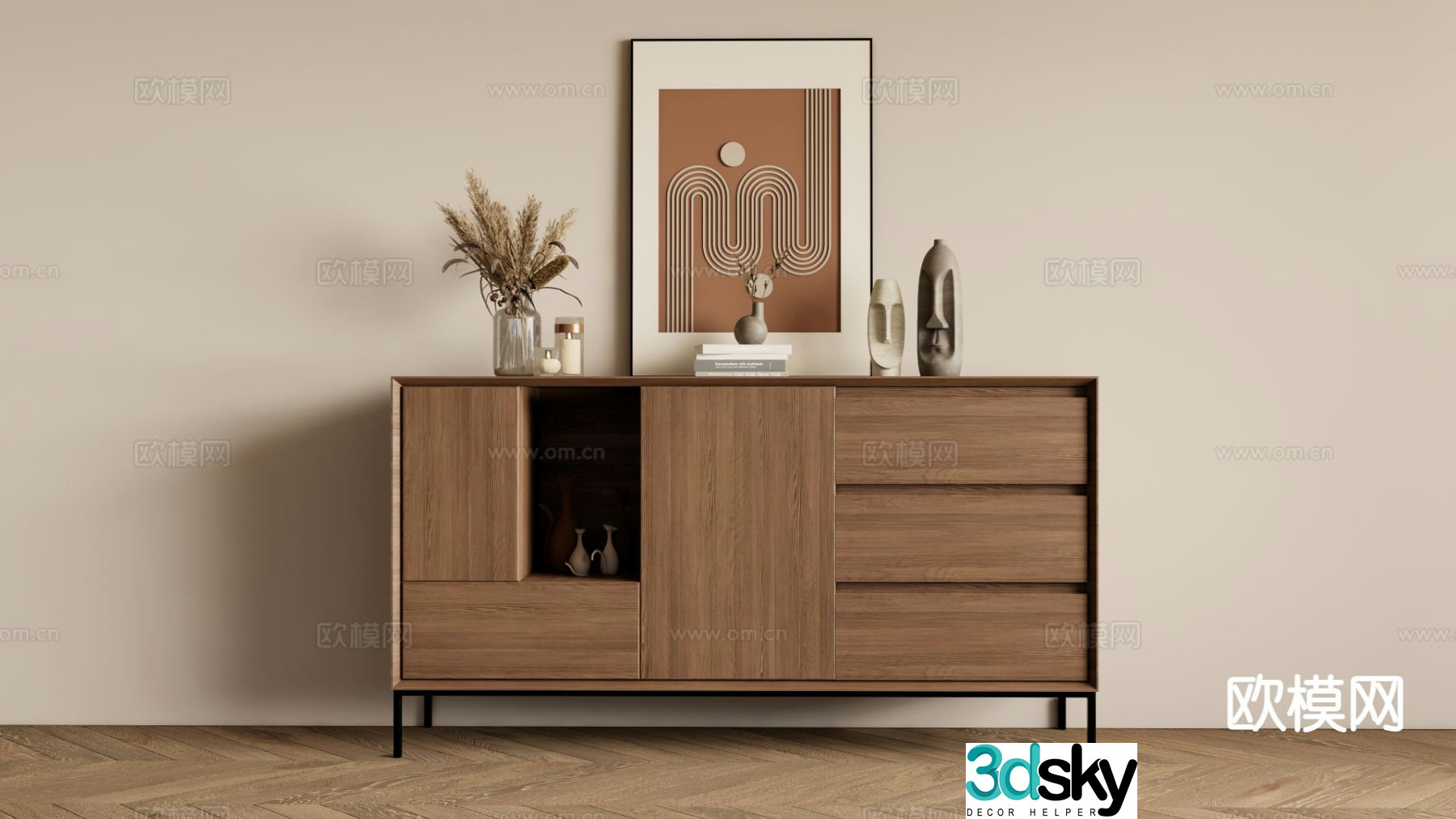 Wabi-sabi style sideboard 3d model