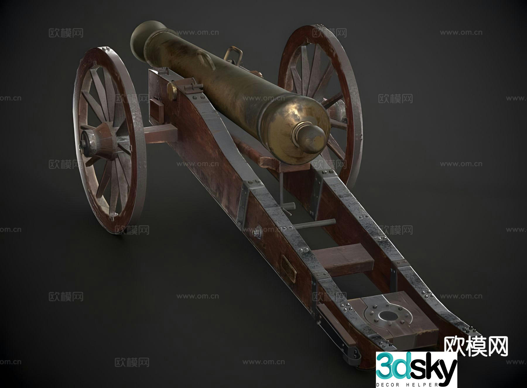 cannon wheel cannon 3d model