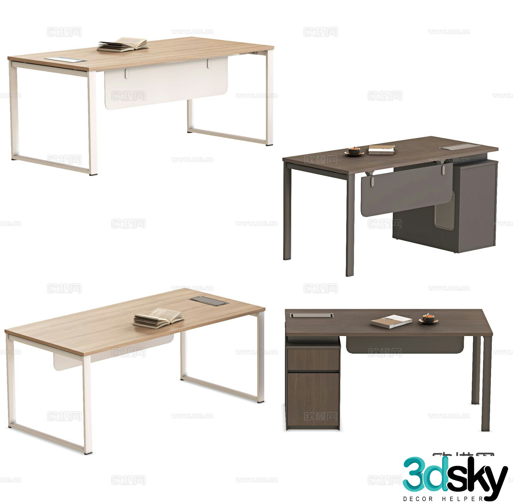Desk table supervisor table office desk staff table 3d model