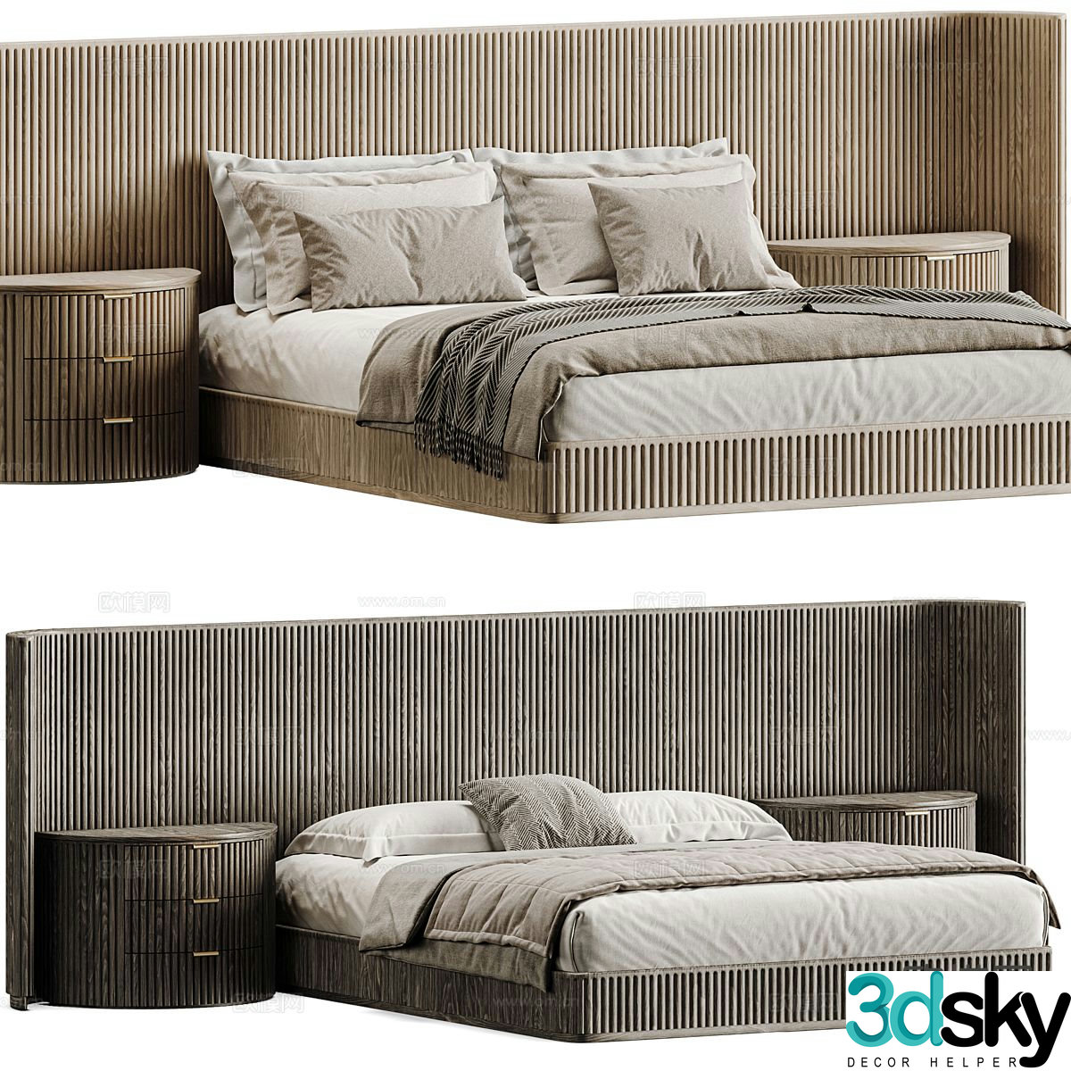 Modern double bed 3d model