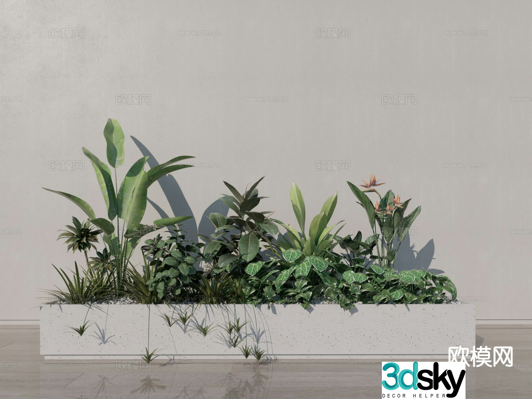 Modern flower box planting pool 3d model