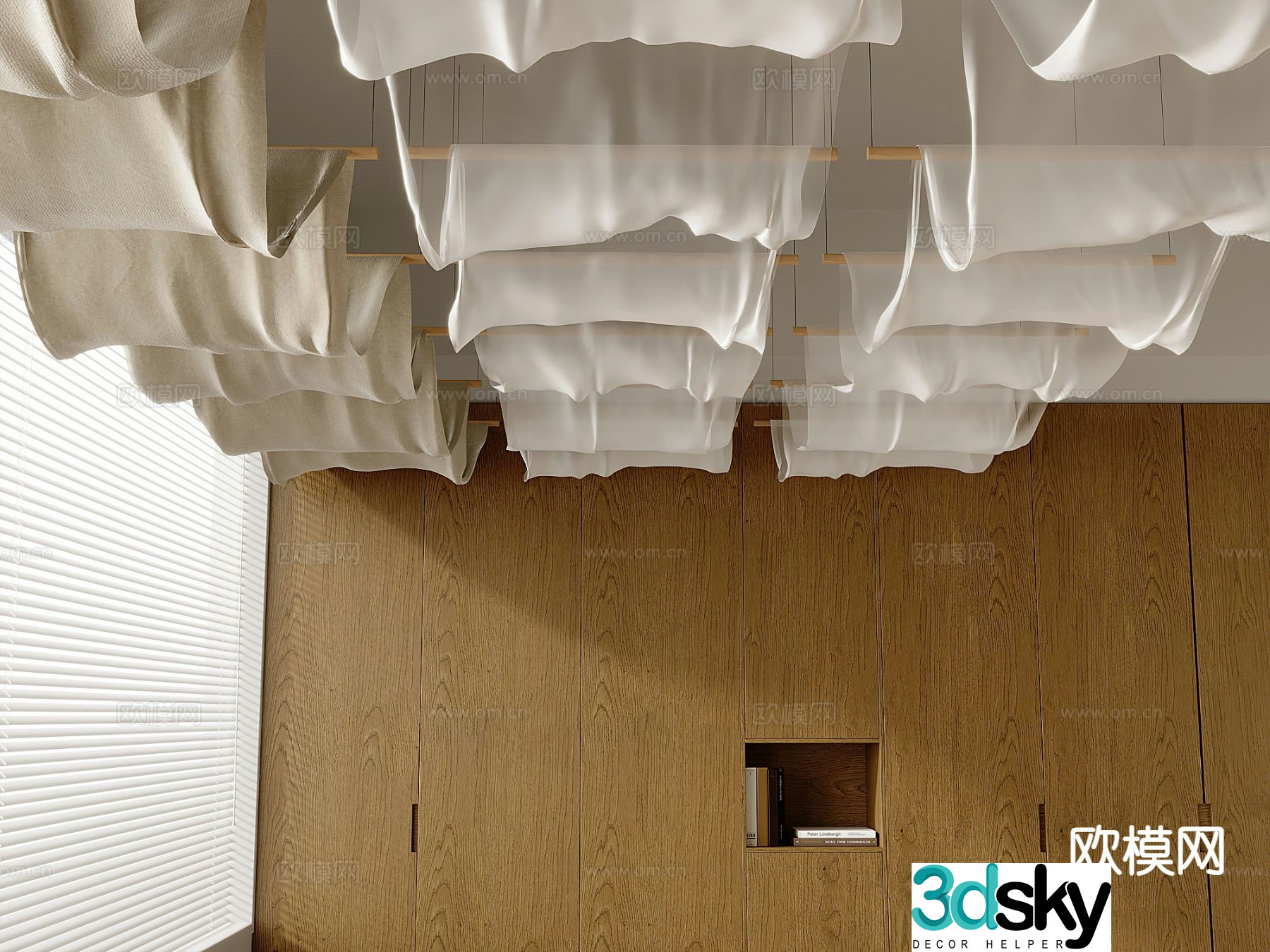 Chinese style curtain ceiling 3D model