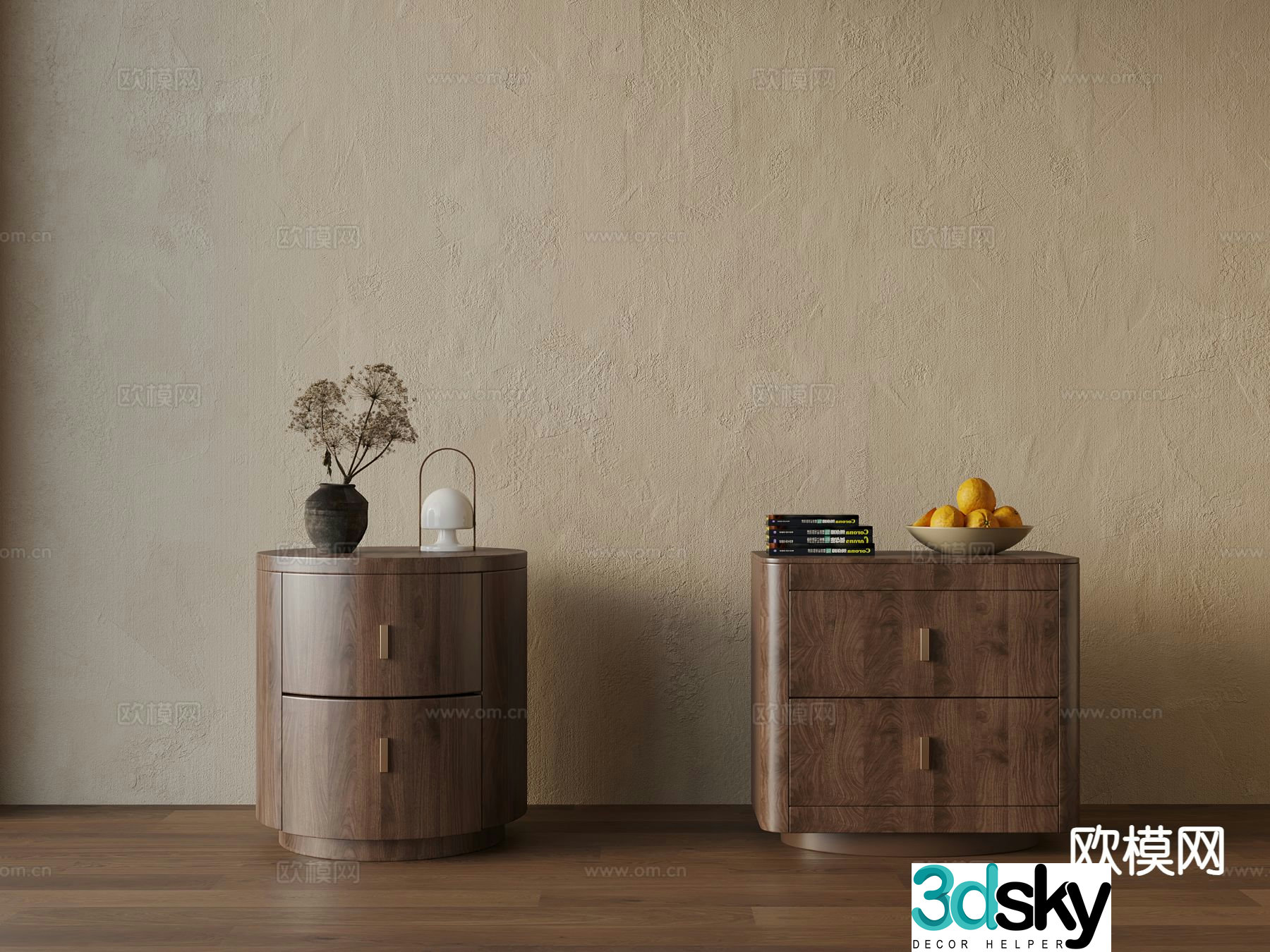 wabi-sabi bedside table 3d model