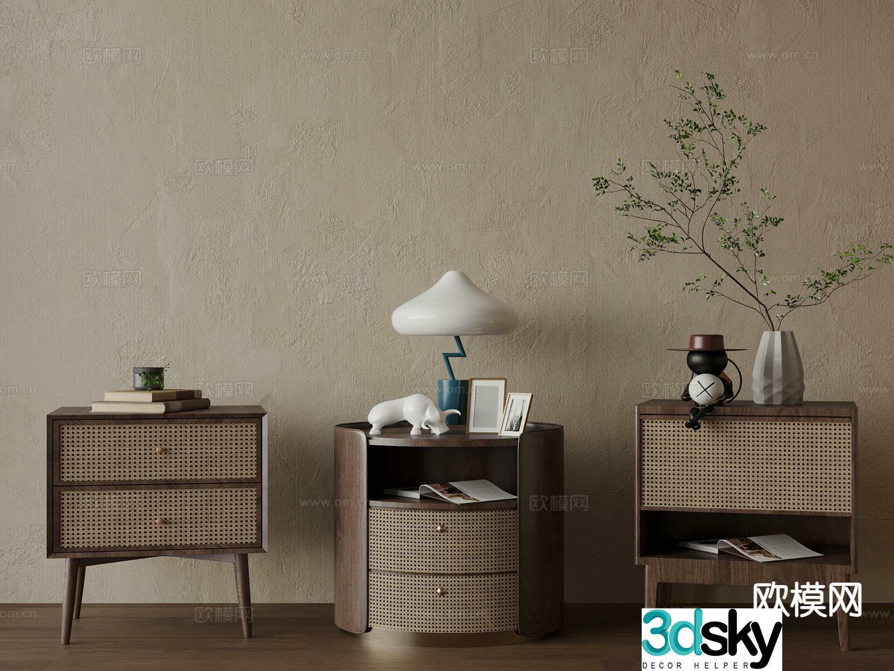 wabi-sabi bedside table 3d model