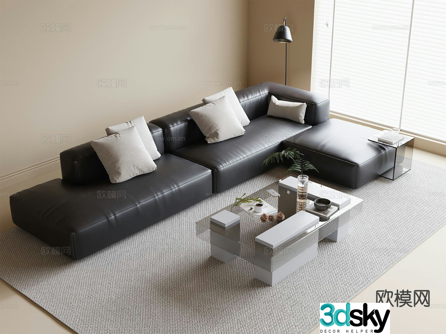 Multi-person sofa corner sofa 3d model