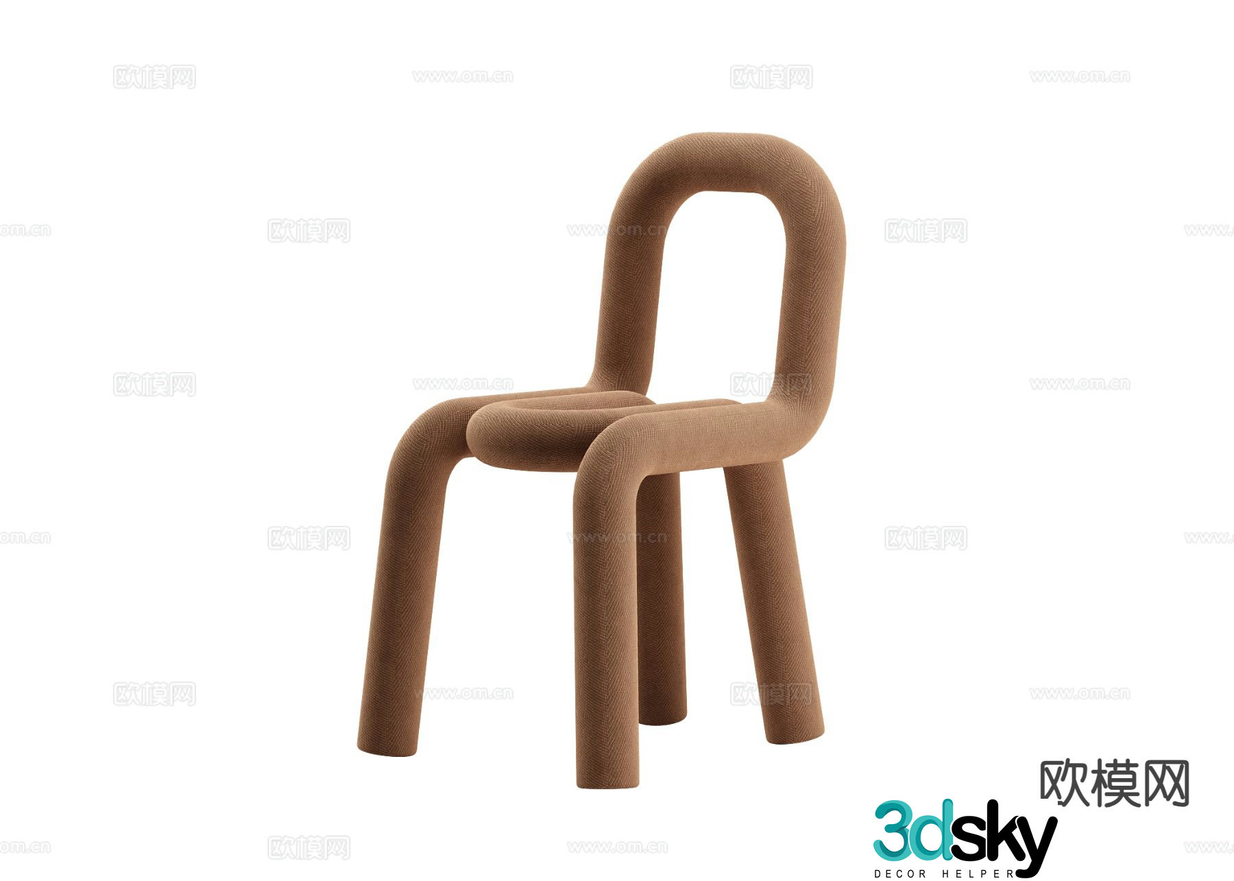 Modern chair bent tube chair single chair 3d model