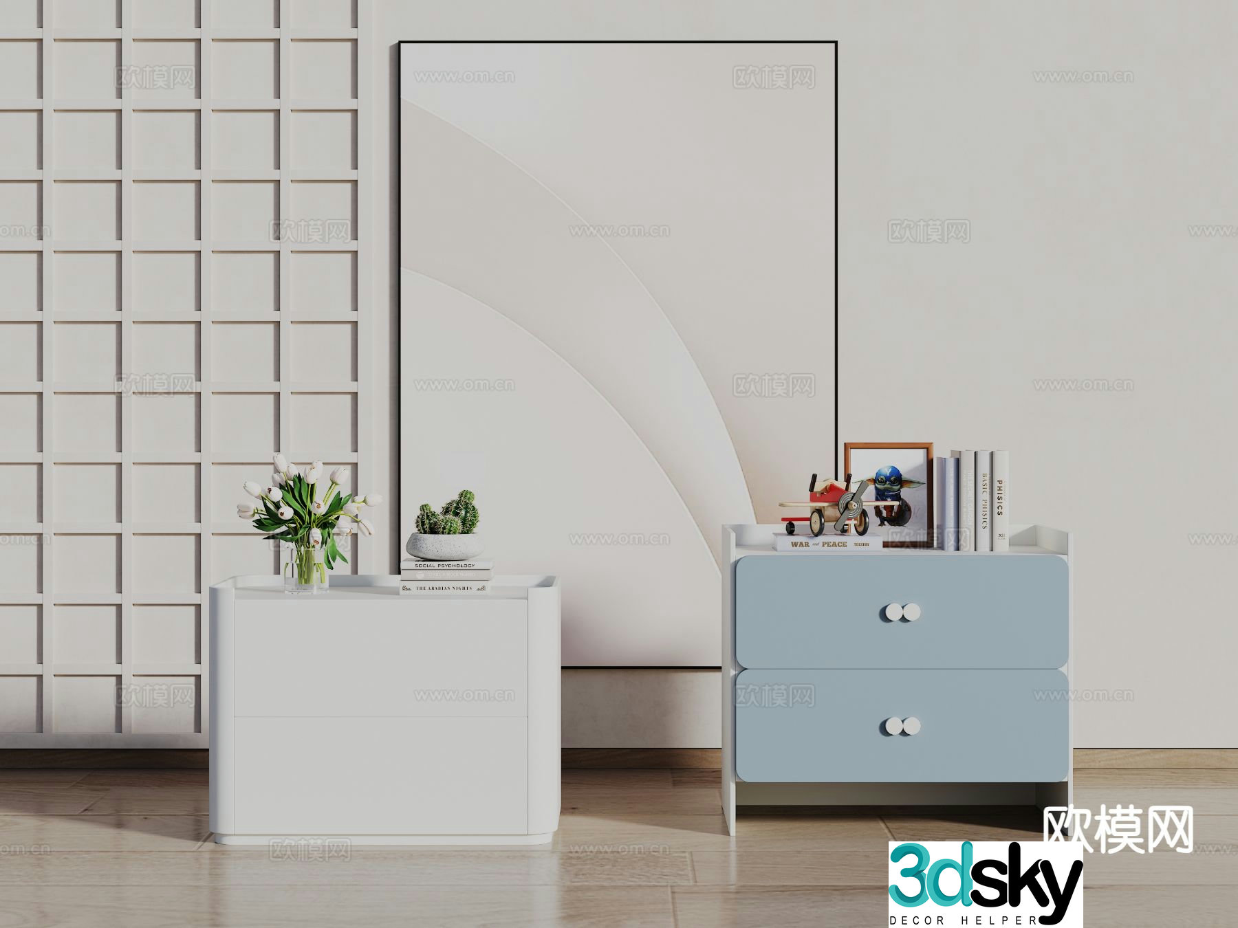 Modern bedside table 3d model
