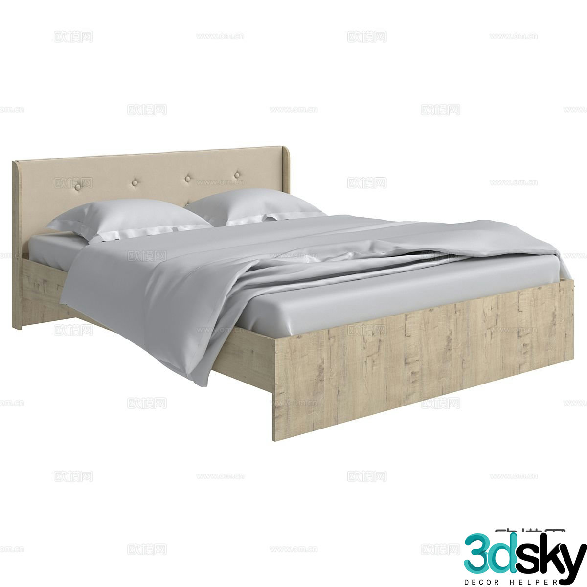 Nordic double bed 3d model