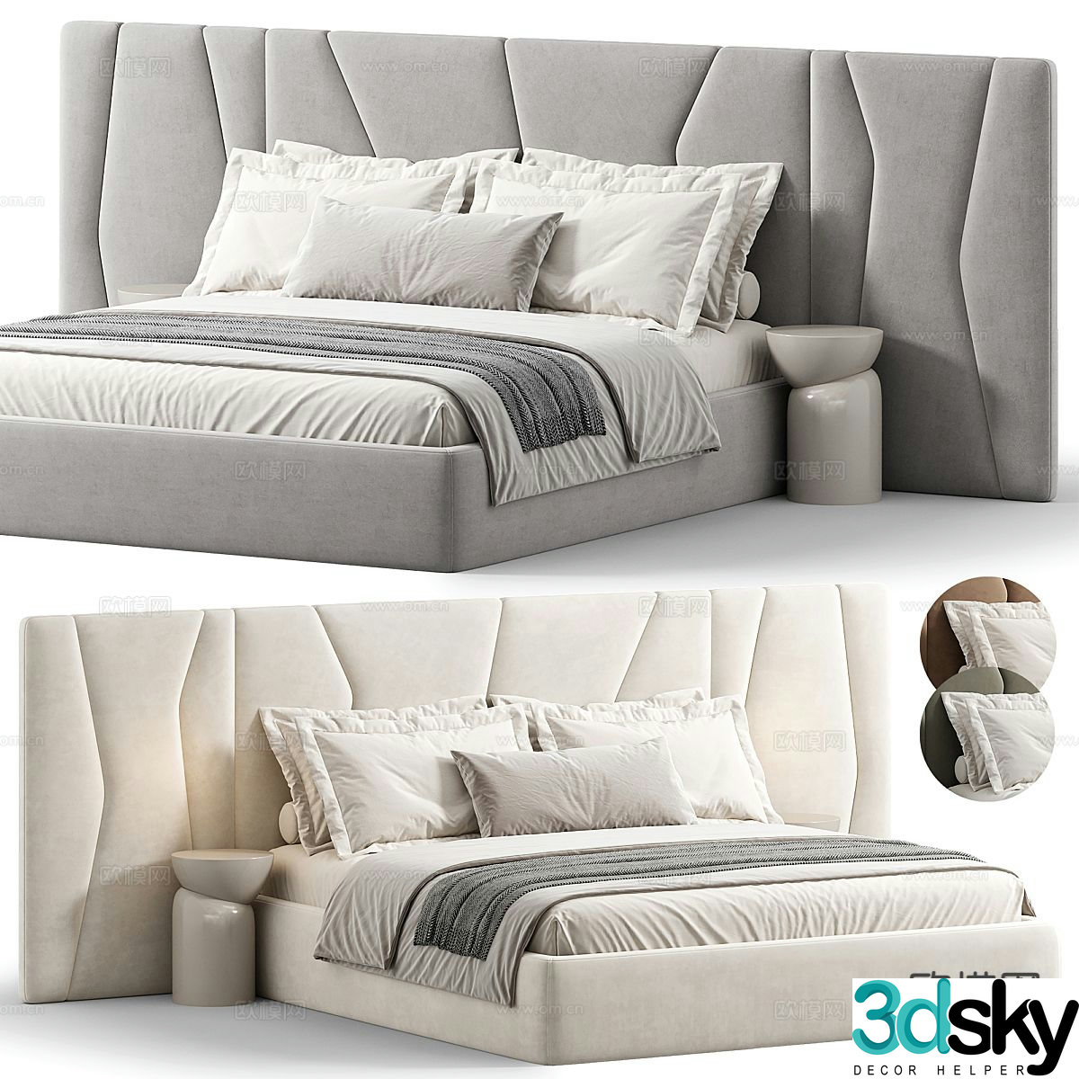 Modern double bed 3d model