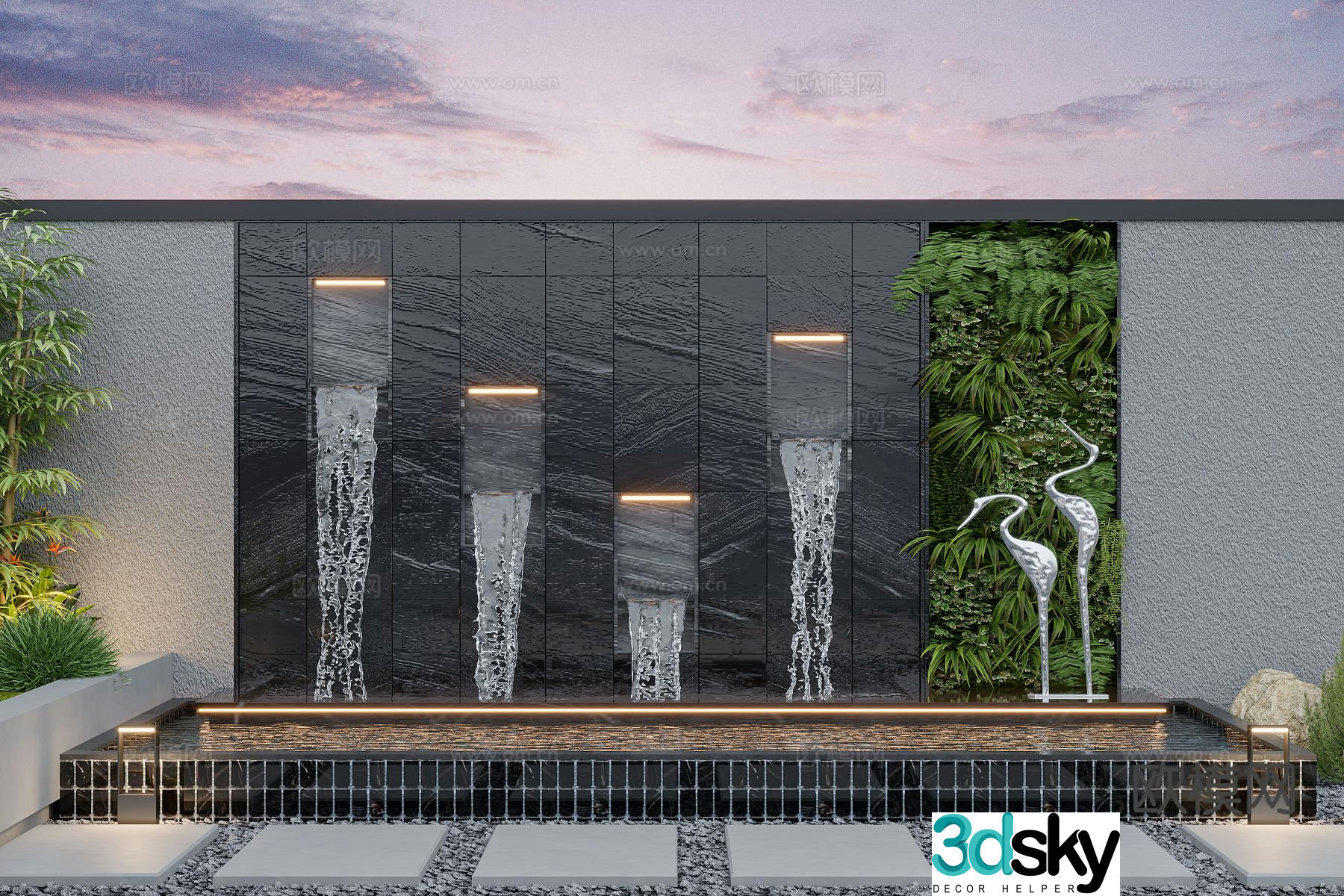 Fountain sketch landscape sketch 3d model