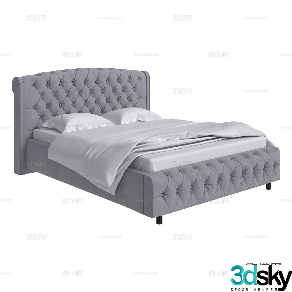 American double bed 3d model