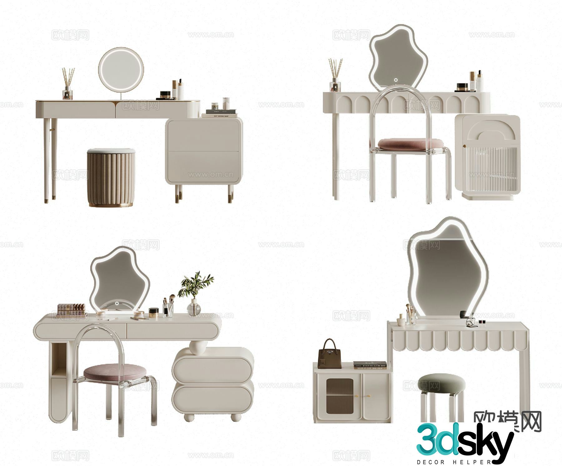 Cream style dresser 3d model