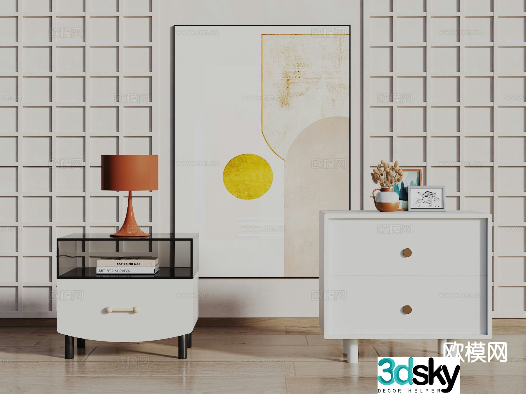 Modern bedside table 3d model