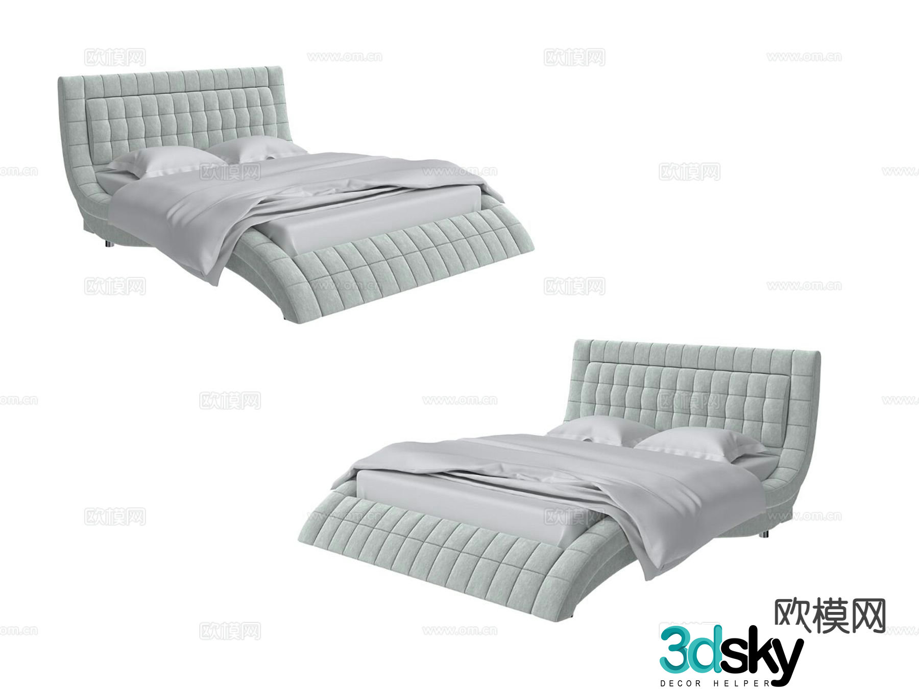 Modern double bed 3d model