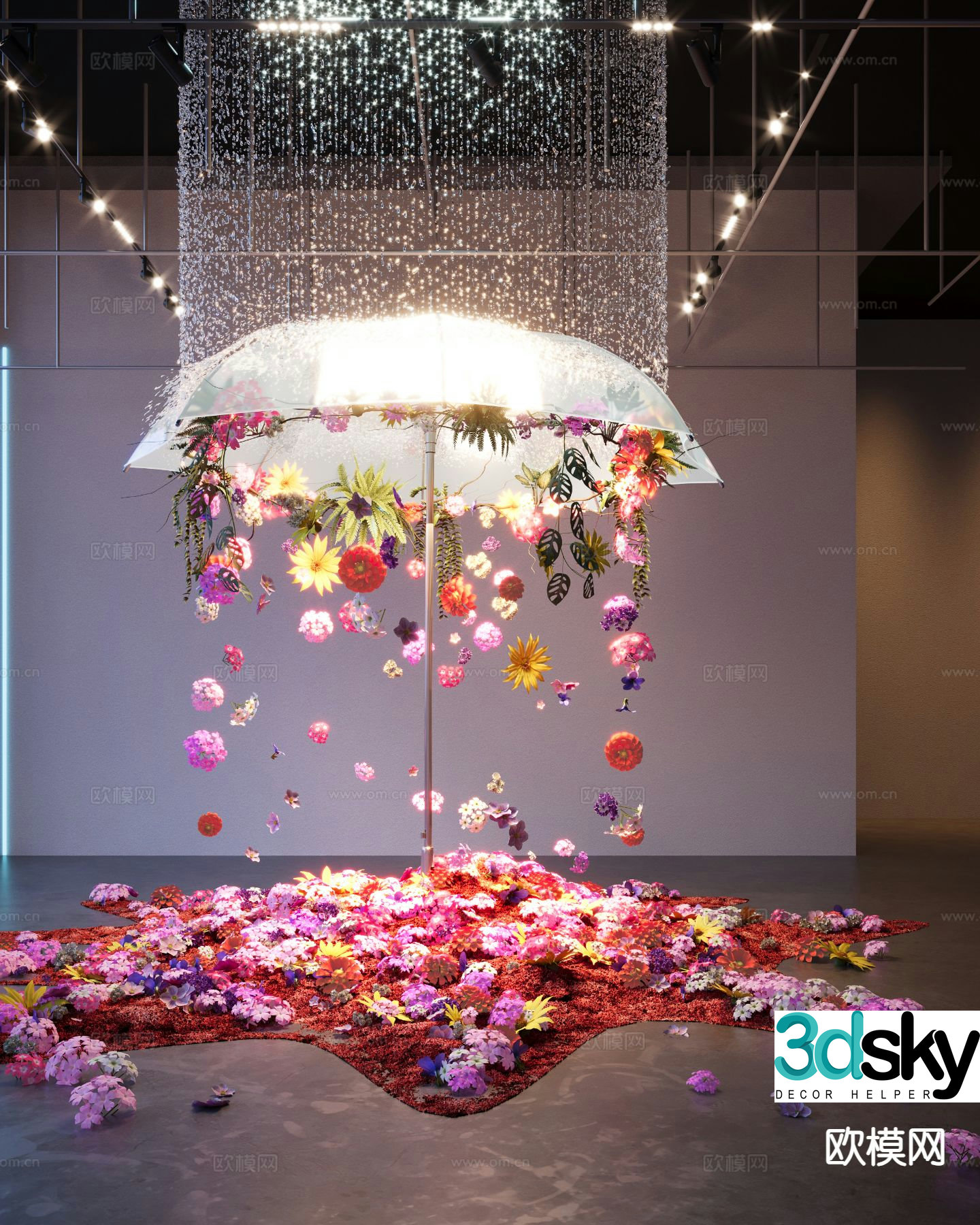 Modern device landscaping flower display 3D model