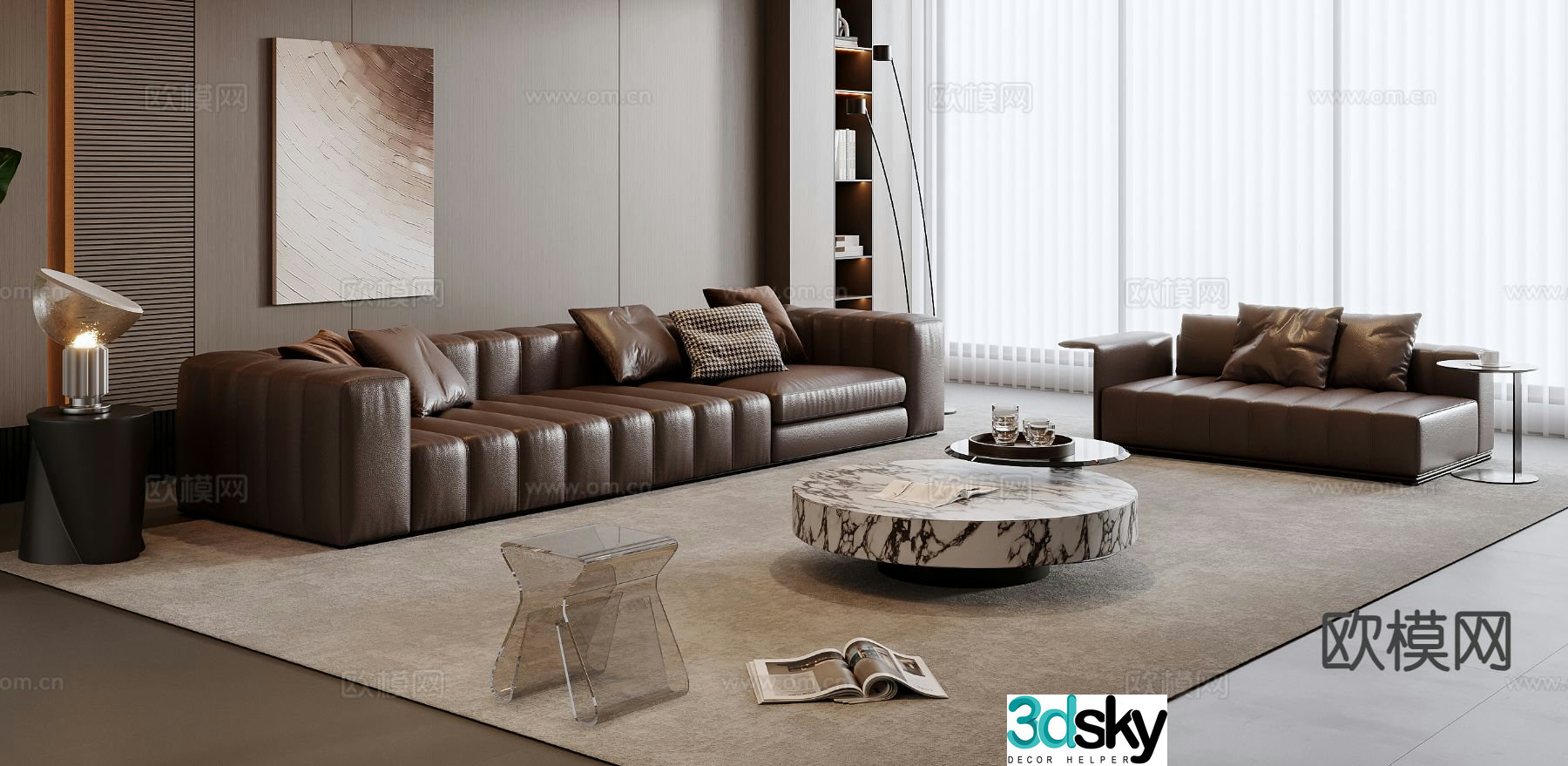 Italian sectional sofa 3d model