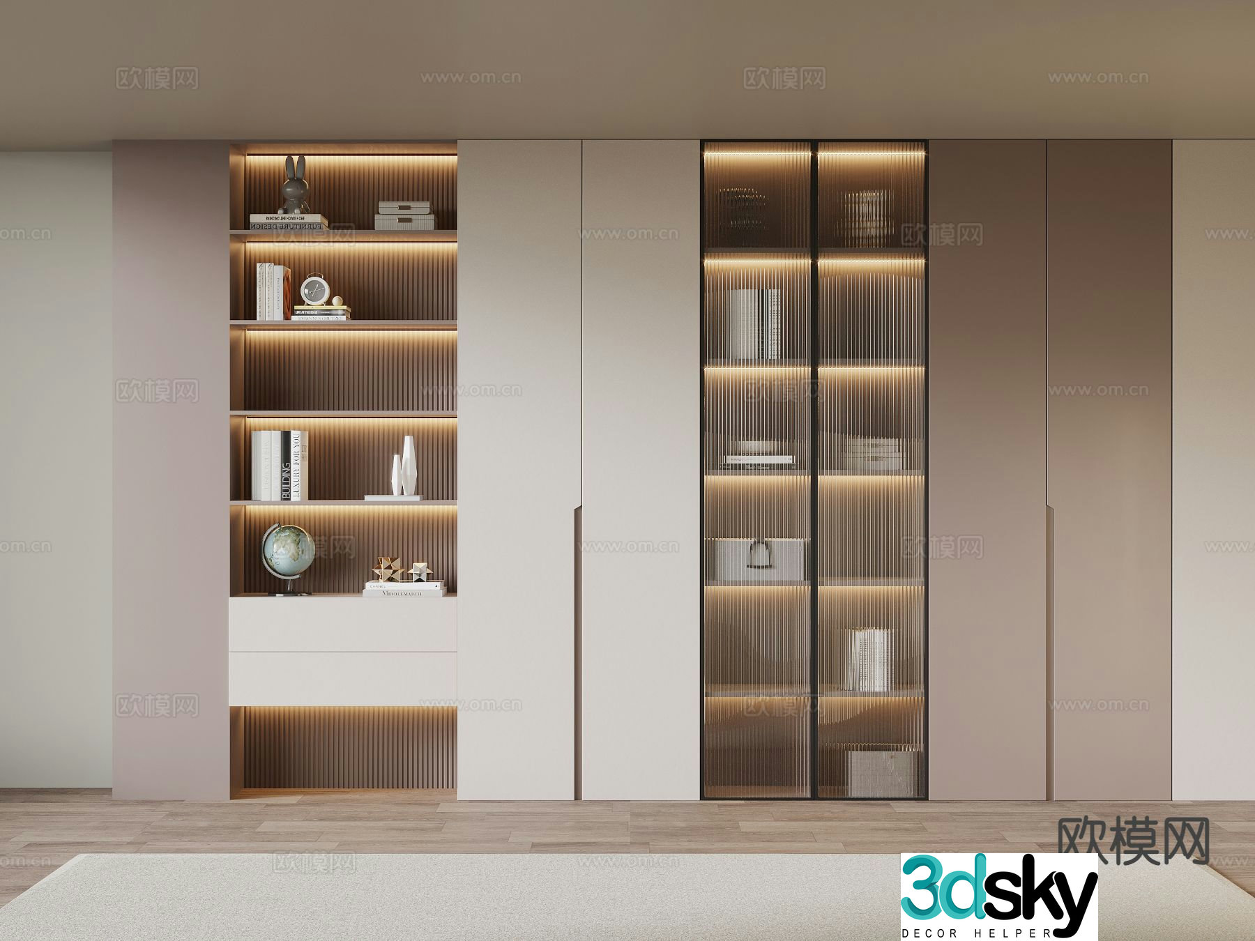 Modern bookcase bookshelf 3d model