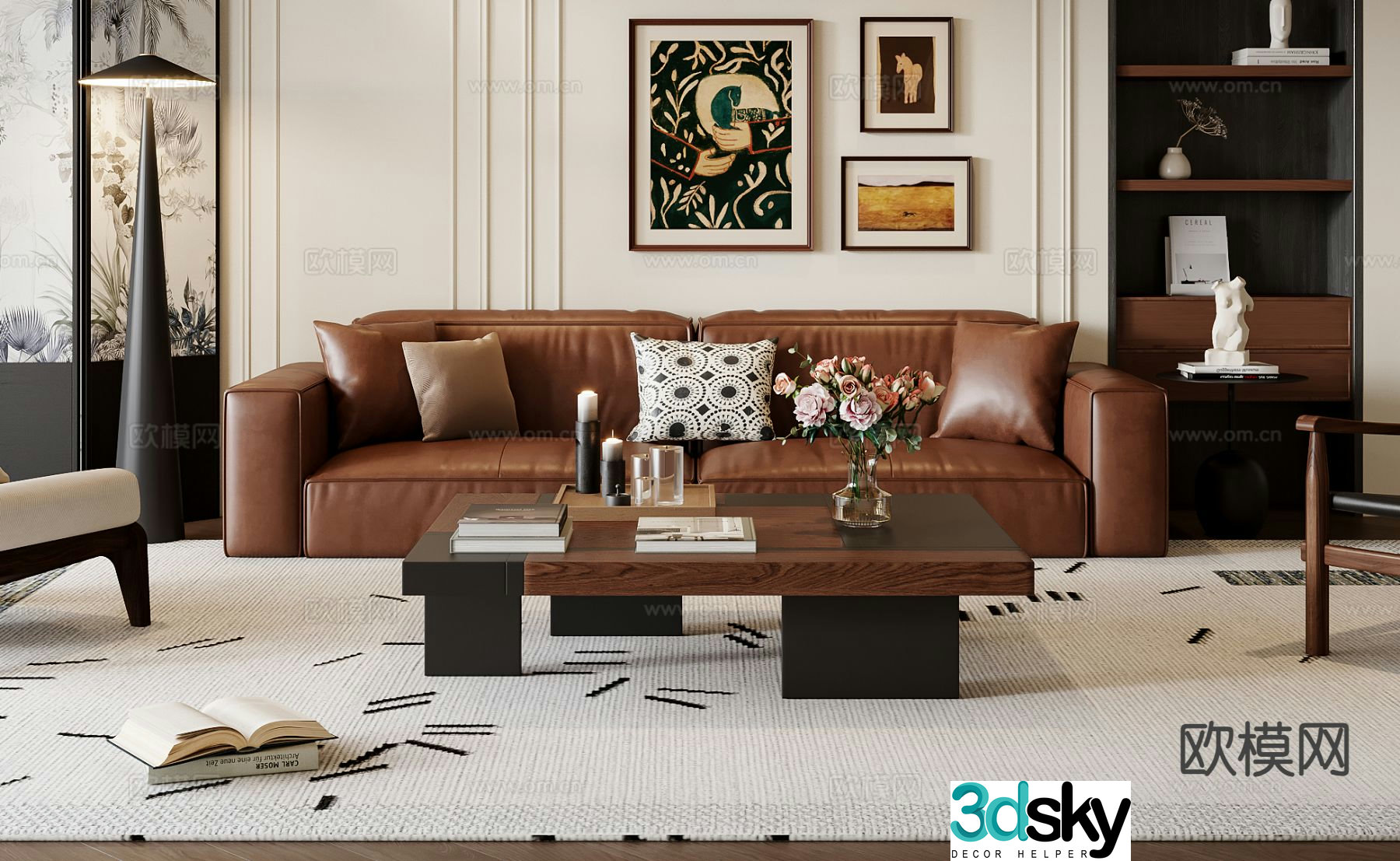 French retro sofa modular sofa 3d model