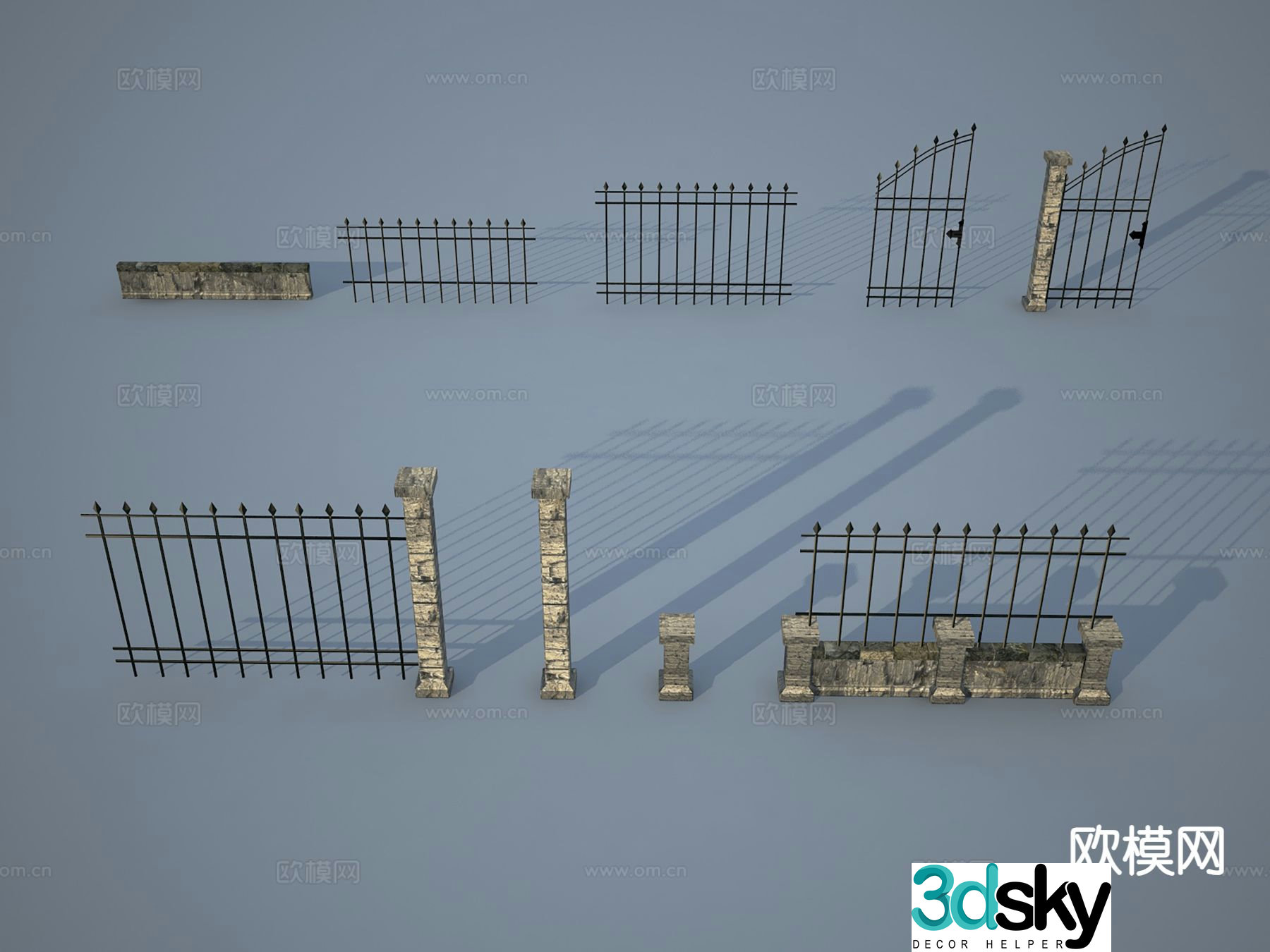Industrial wind iron fence fence wall 3d model