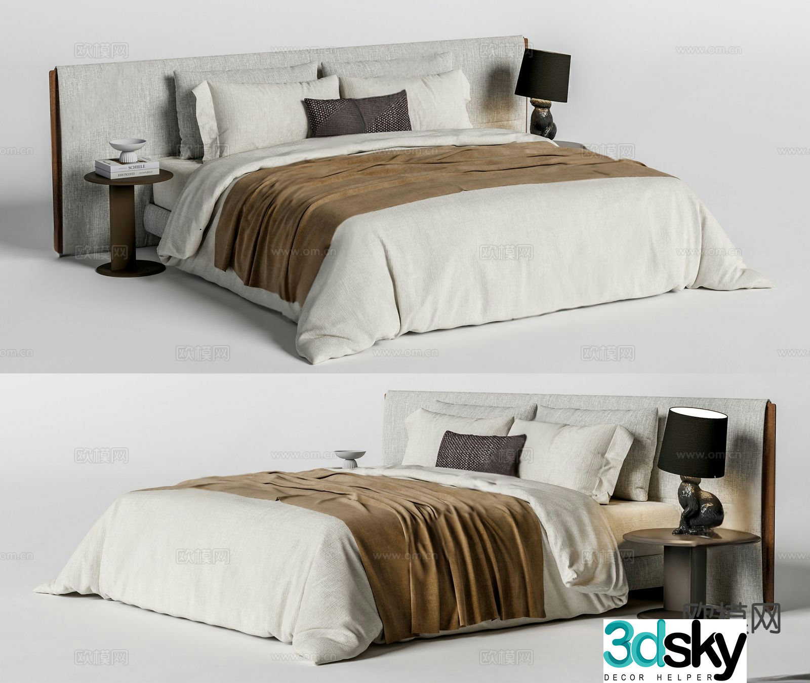 Modern double bed 3d model
