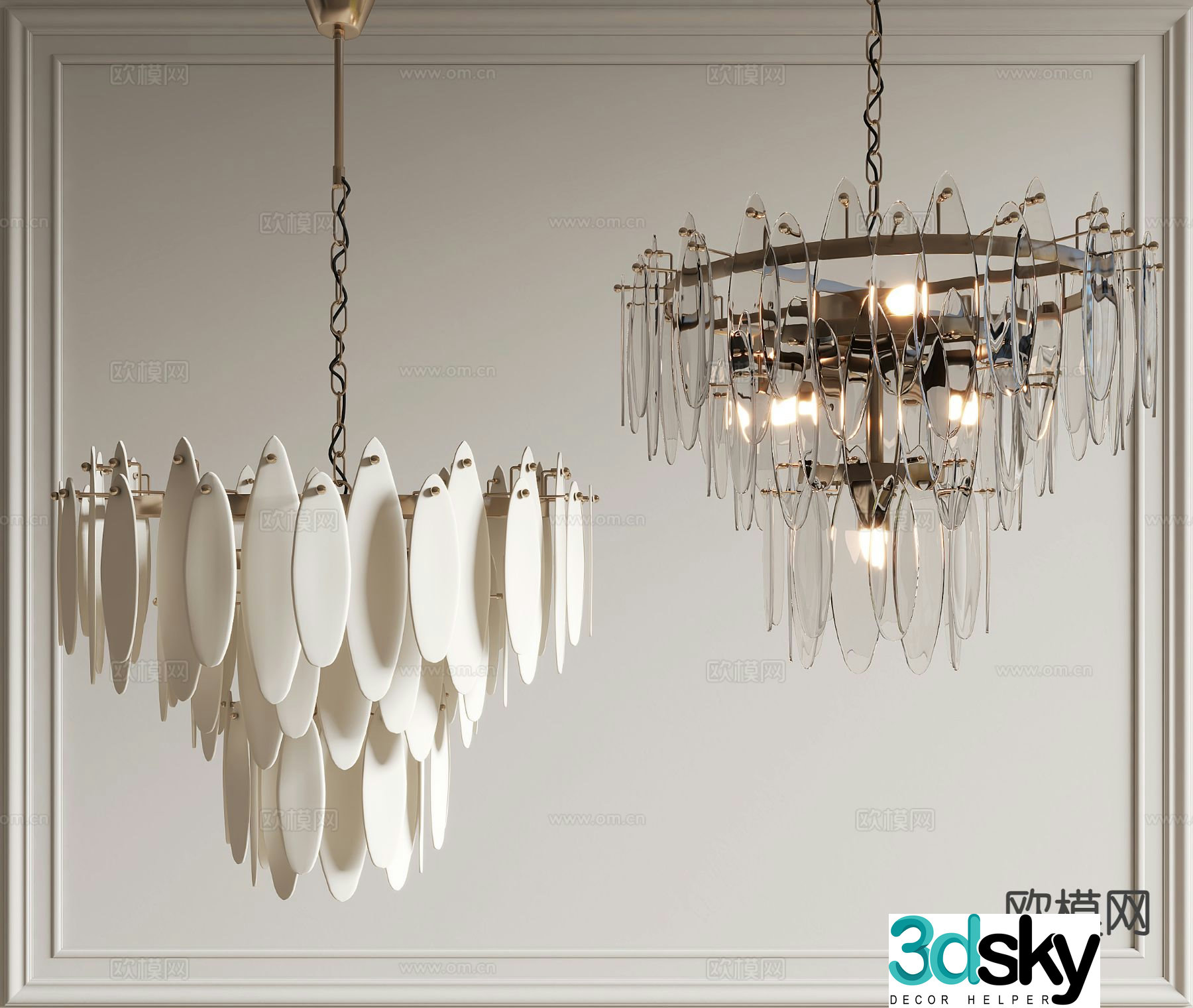 French chandeliers Metal chandeliers 3d model