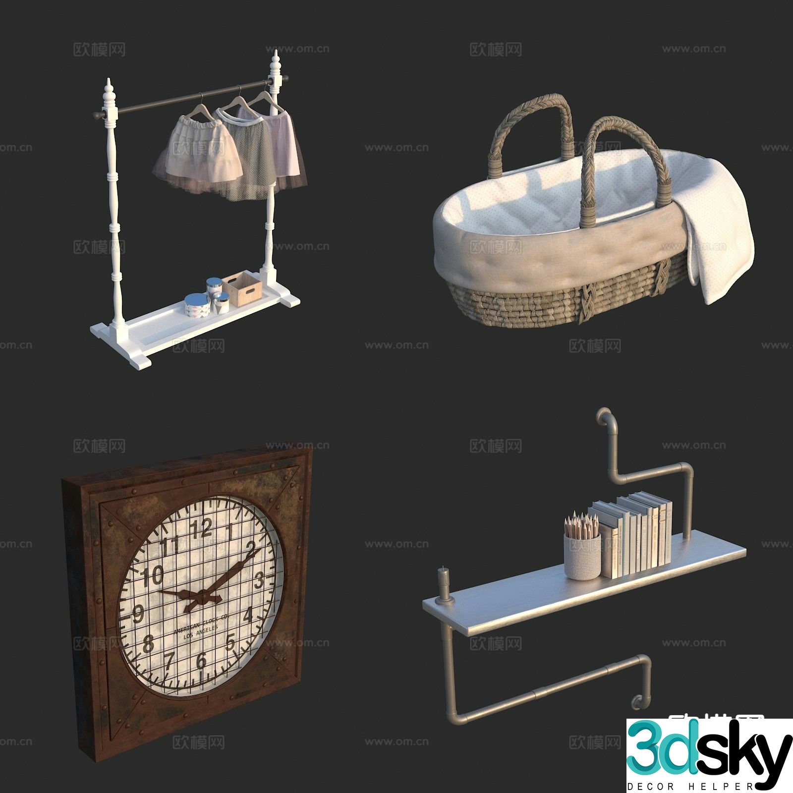 Baby room furniture baby basket children’s room furnishings 3d model